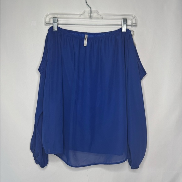 Rachel Kate Tops - Blue Cold Shoulder Blouse with Attached Sleeves - Size S